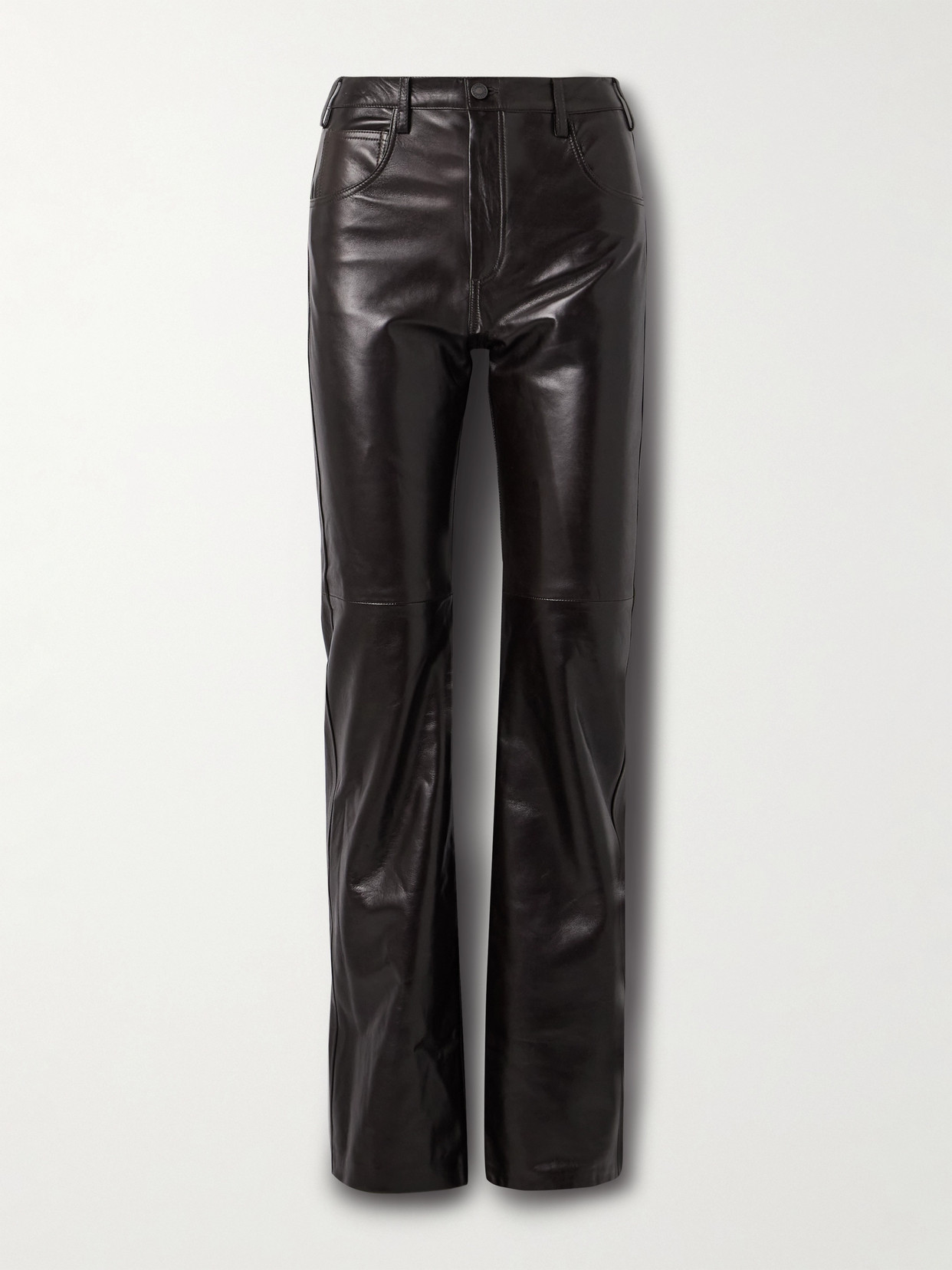 Joan Leather Straight-leg Pants - Brown
