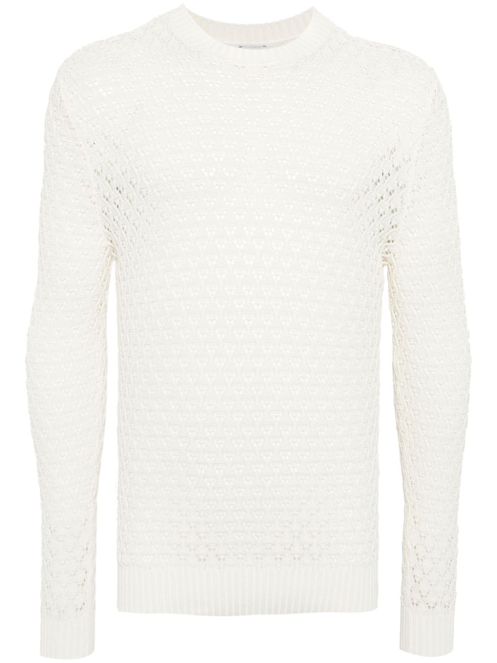 Open-knit cotton jumper - White