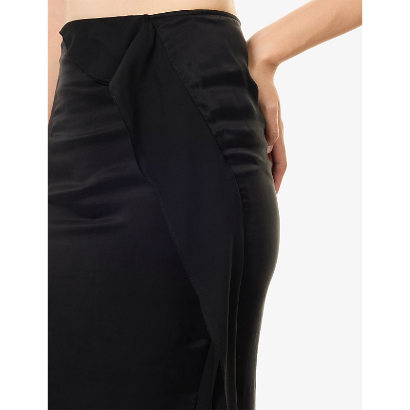 Womens Layered Panelled Cupro-Blend Maxi Skirt