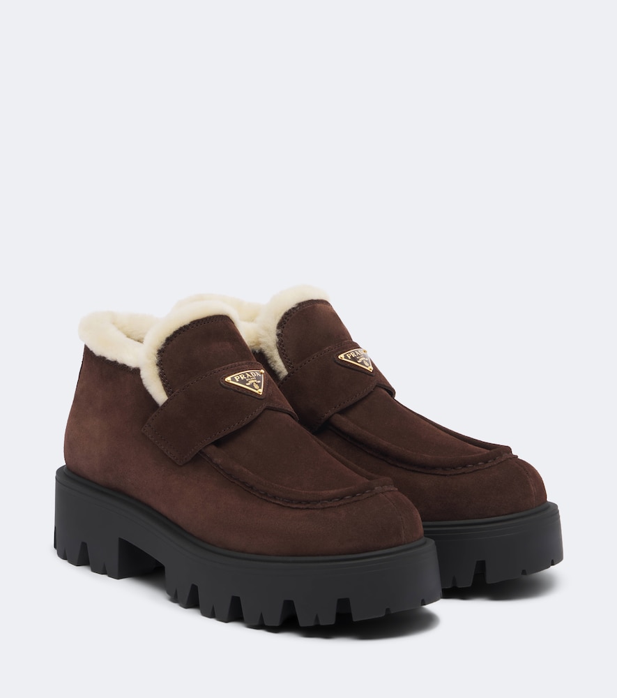 Shearling-lined suede ankle boots