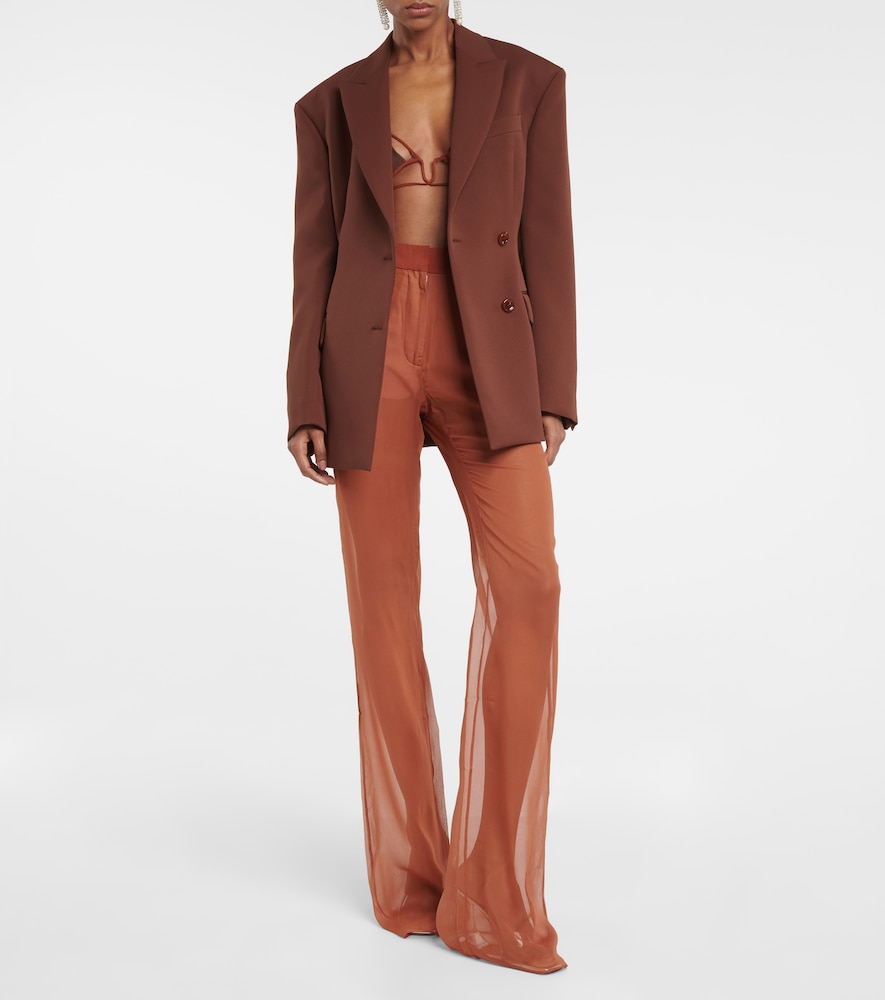 Mid-rise wide-leg silk pants