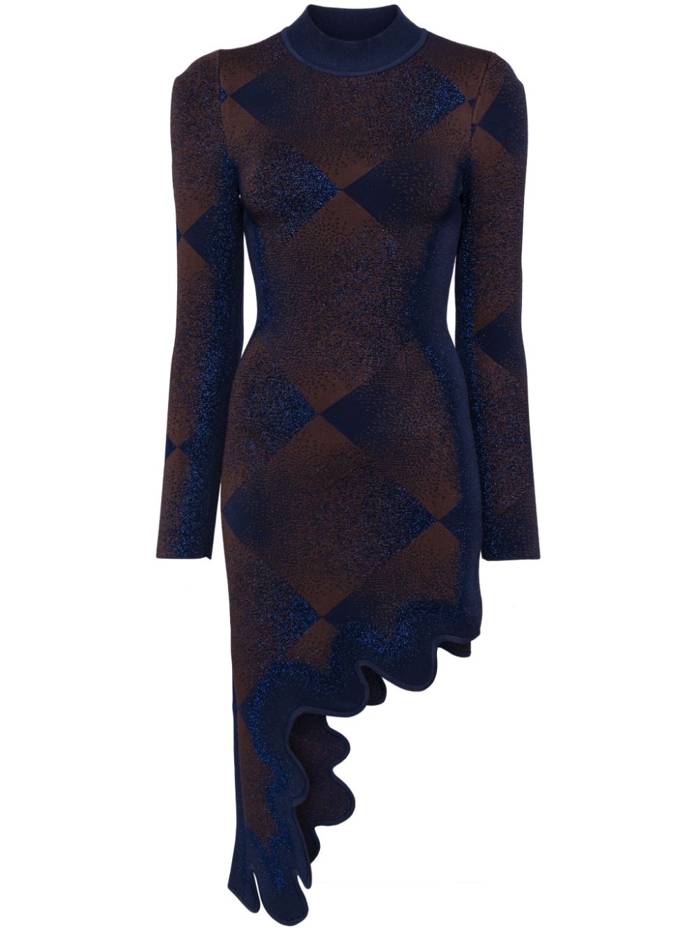 Metallic-effect argyle dress - Blue
