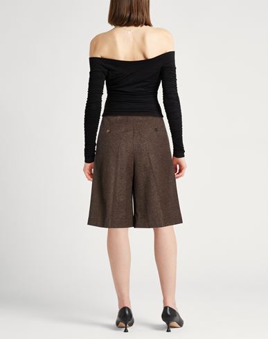 Slowear Woman Shorts & Bermuda Shorts Dark brown Size 4 Virgin Wool, Polyamide, Silk, Elastane