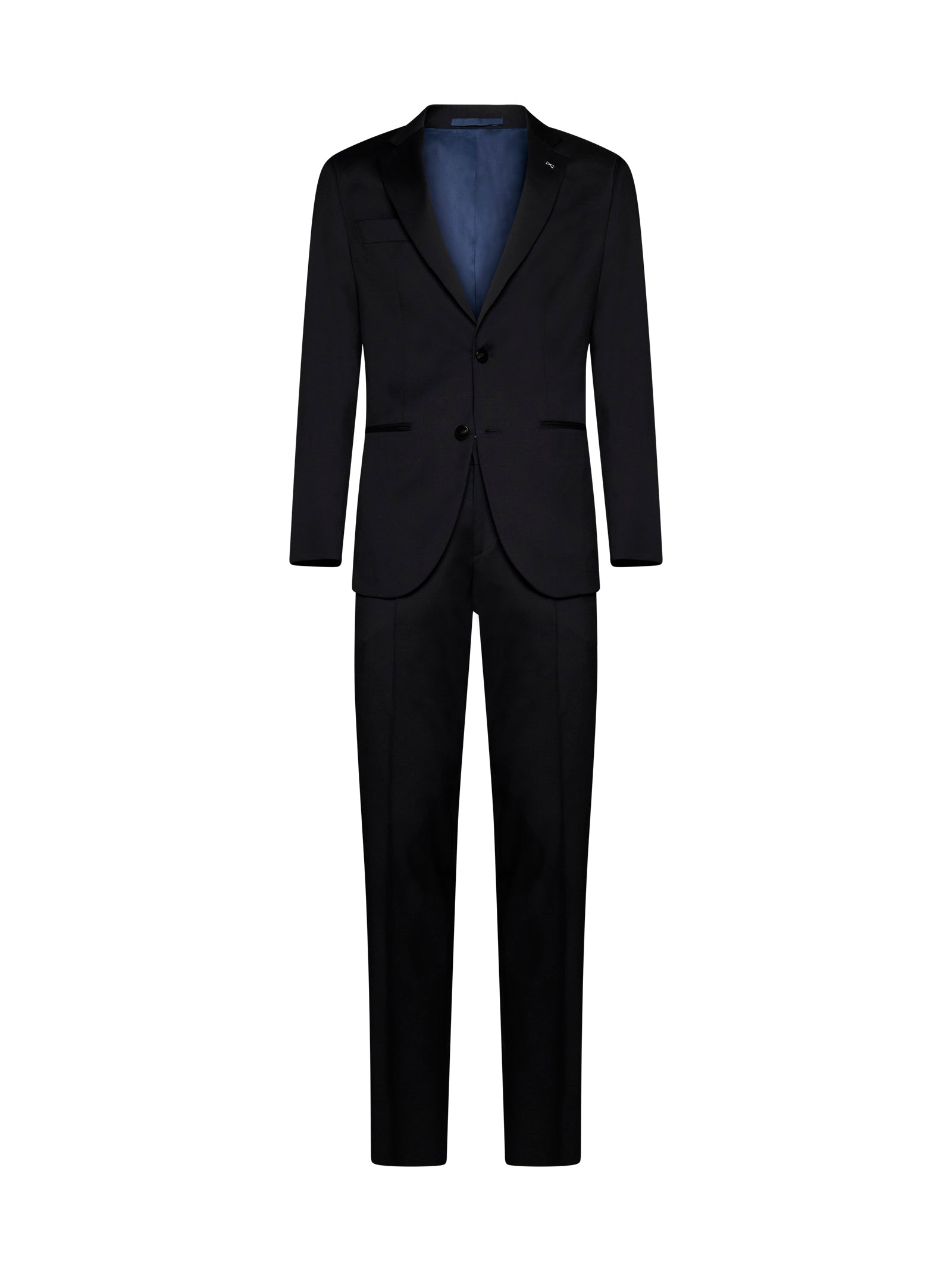 Virgin Wool Single-Breasted Pant Suit — Black