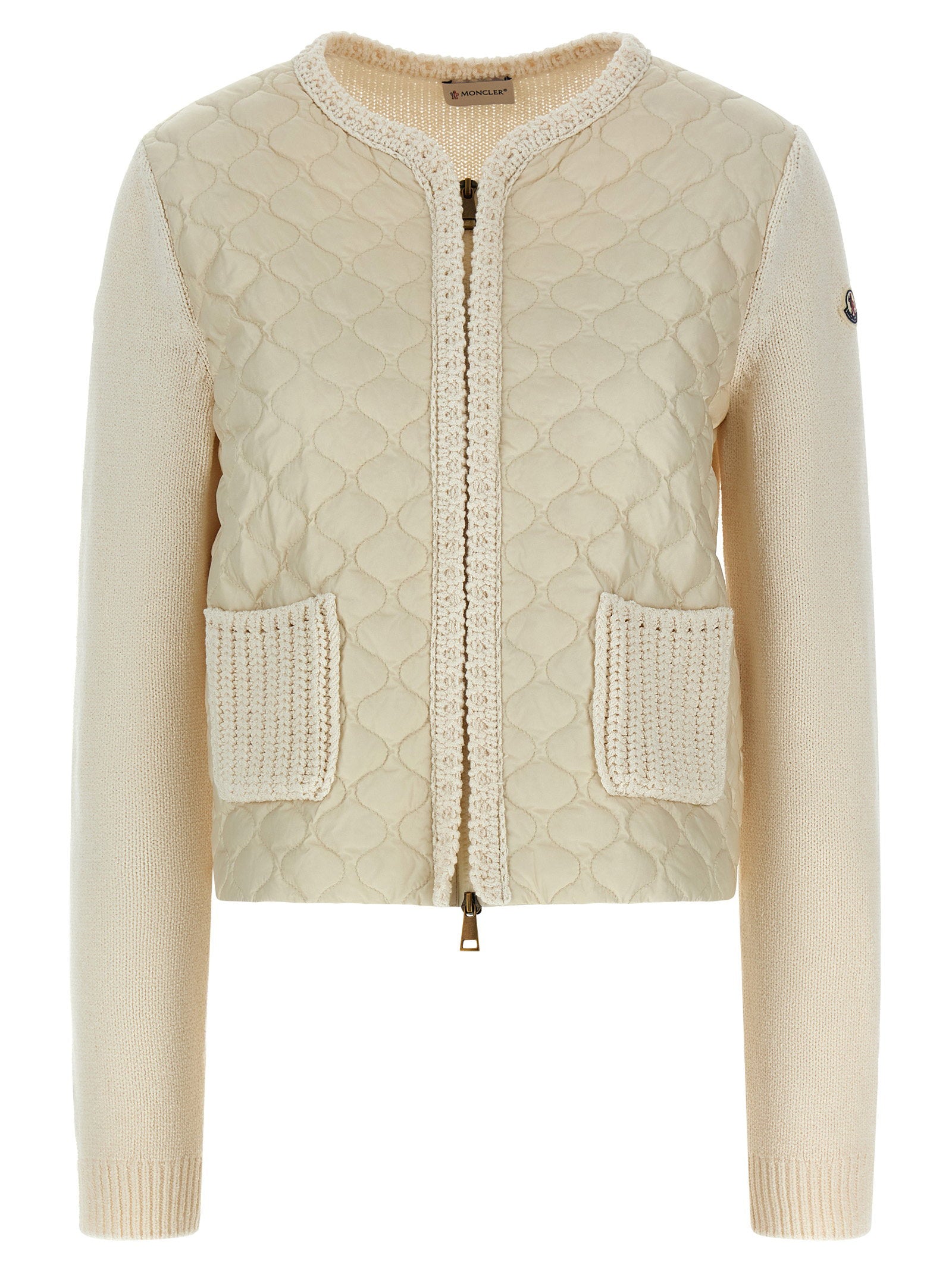 Quilted Padded Cardigan — Cream