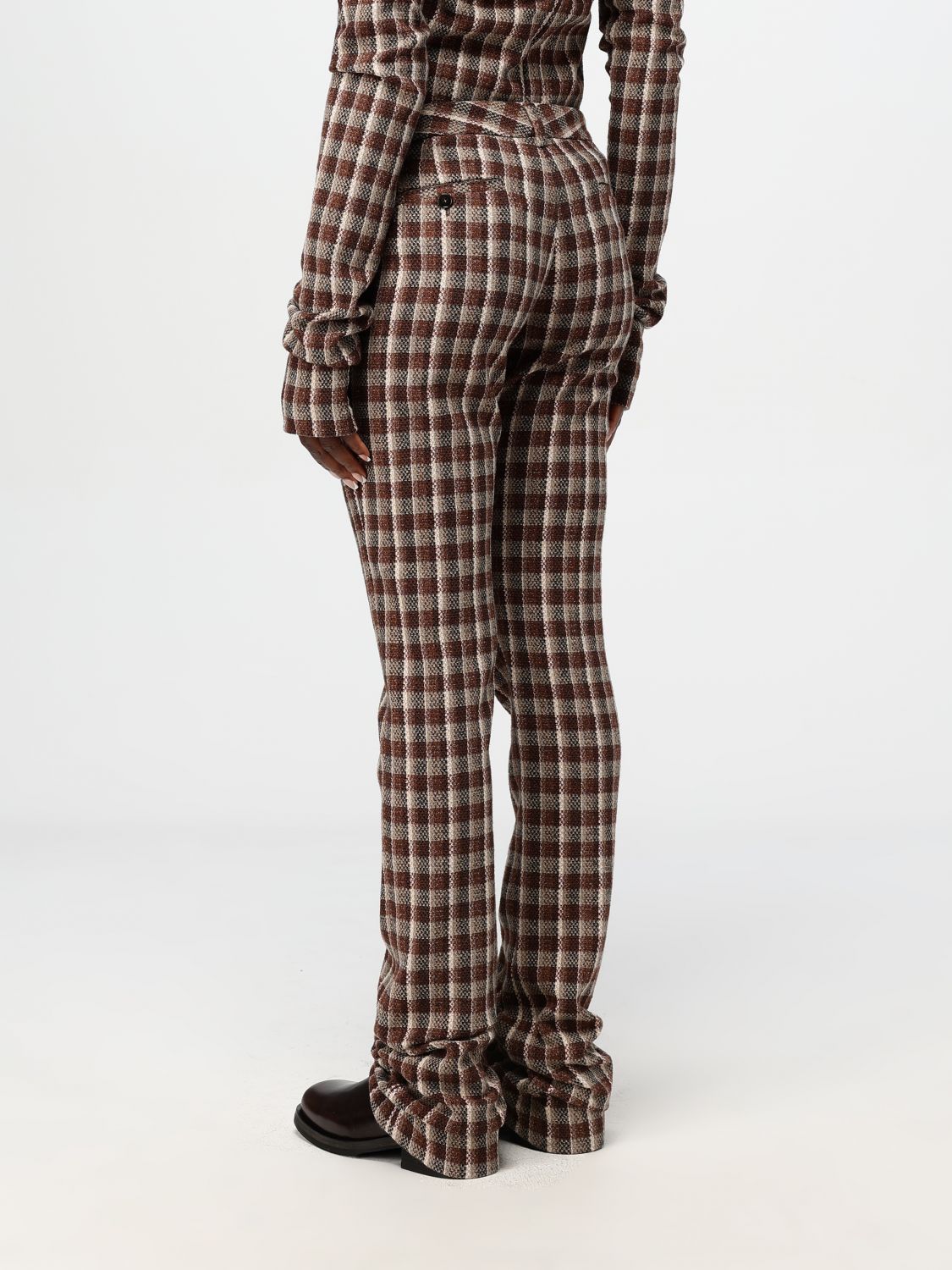 Check pattern trousers - Brown