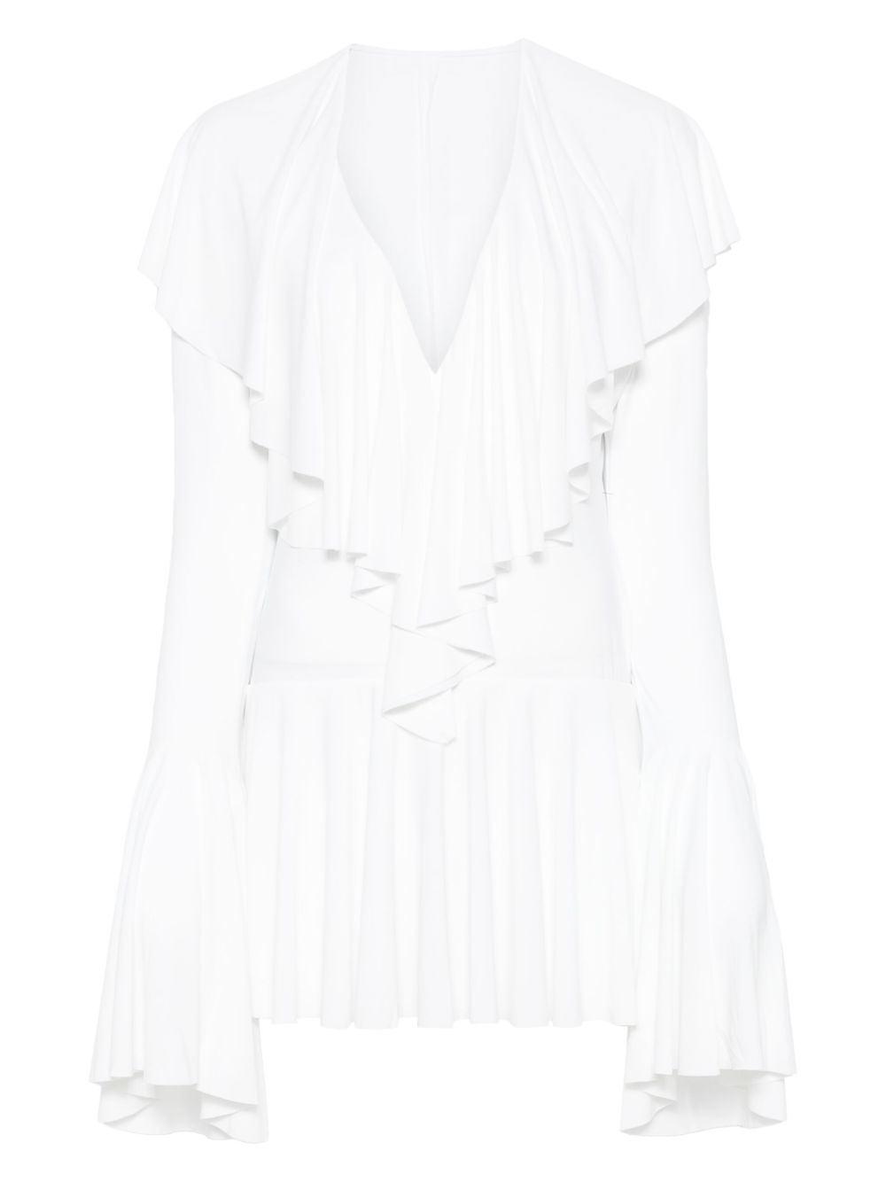 Deep V Ruffle Mini Dress