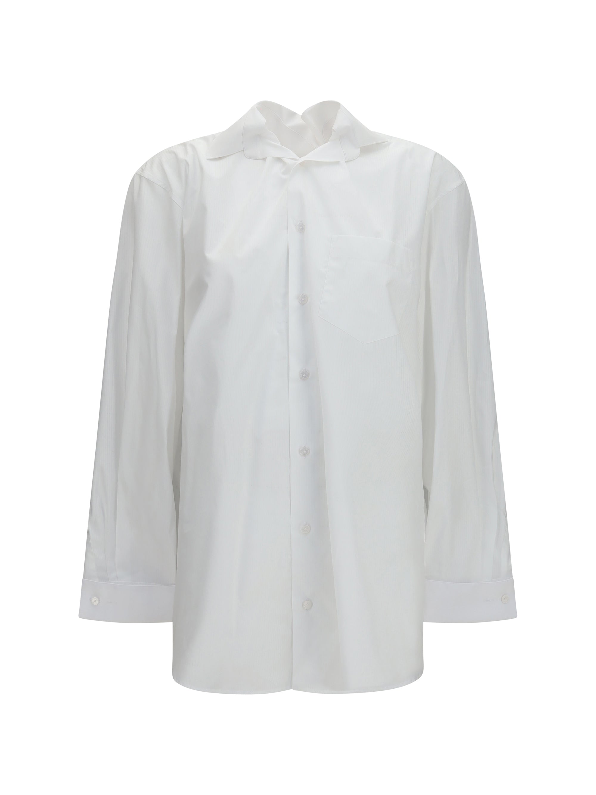 Elasticated Collar Shirt — White