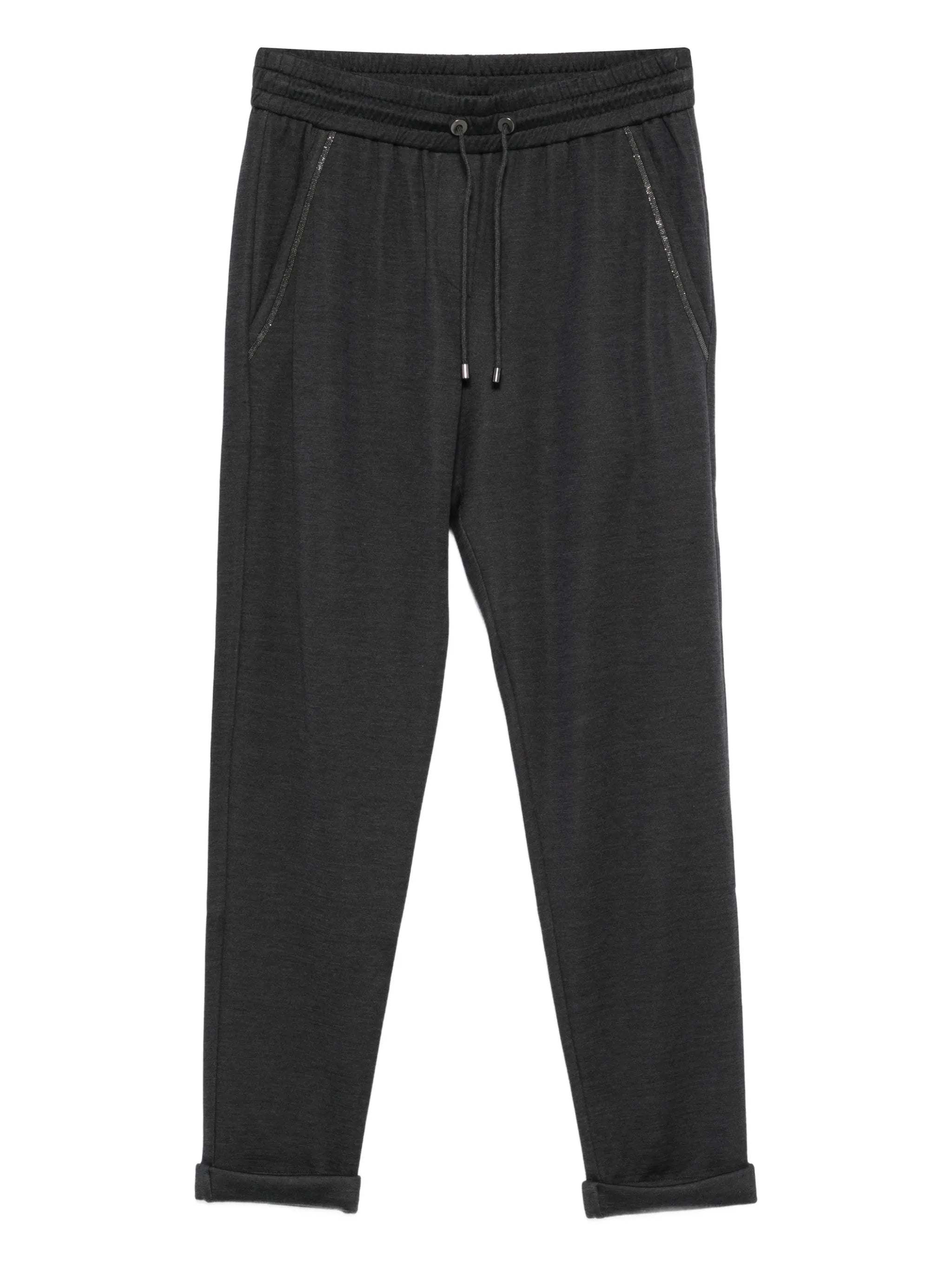 Cotton-Silk Blend Joggers — Grey