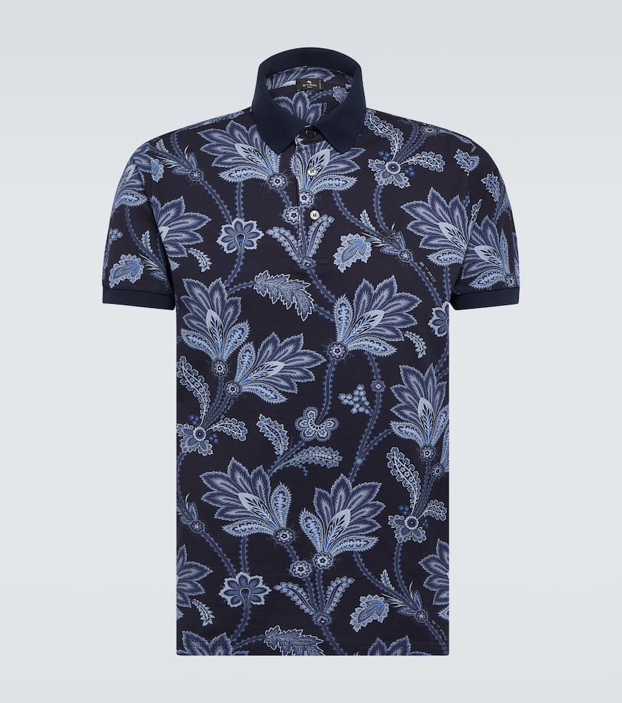 Printed cotton piqué polo shirt