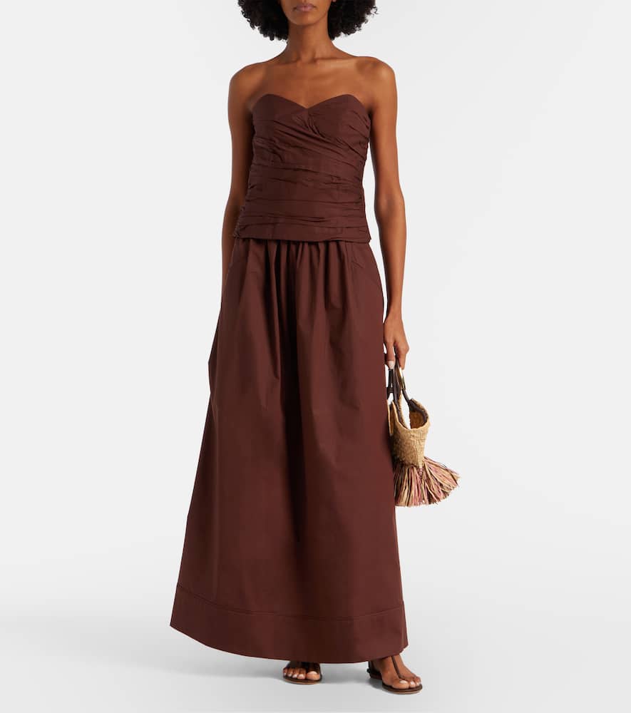 Pleated cotton maxi skirt