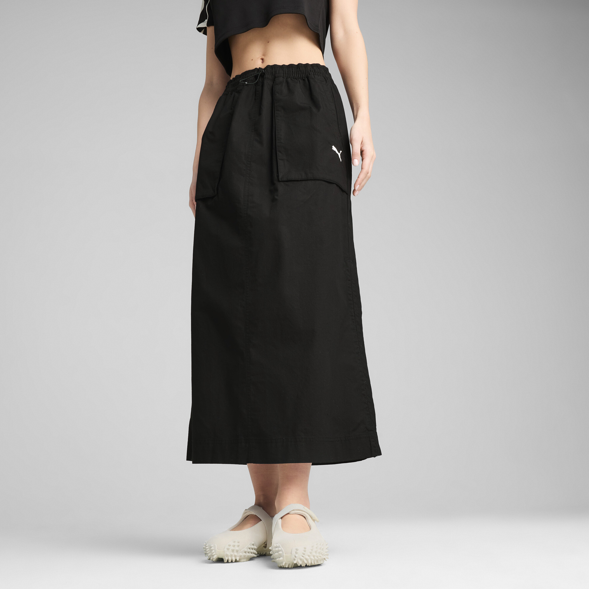 PUMA FUTURE ARCHIVE Women's Zip-Off Maxi Woven Skirt in Black