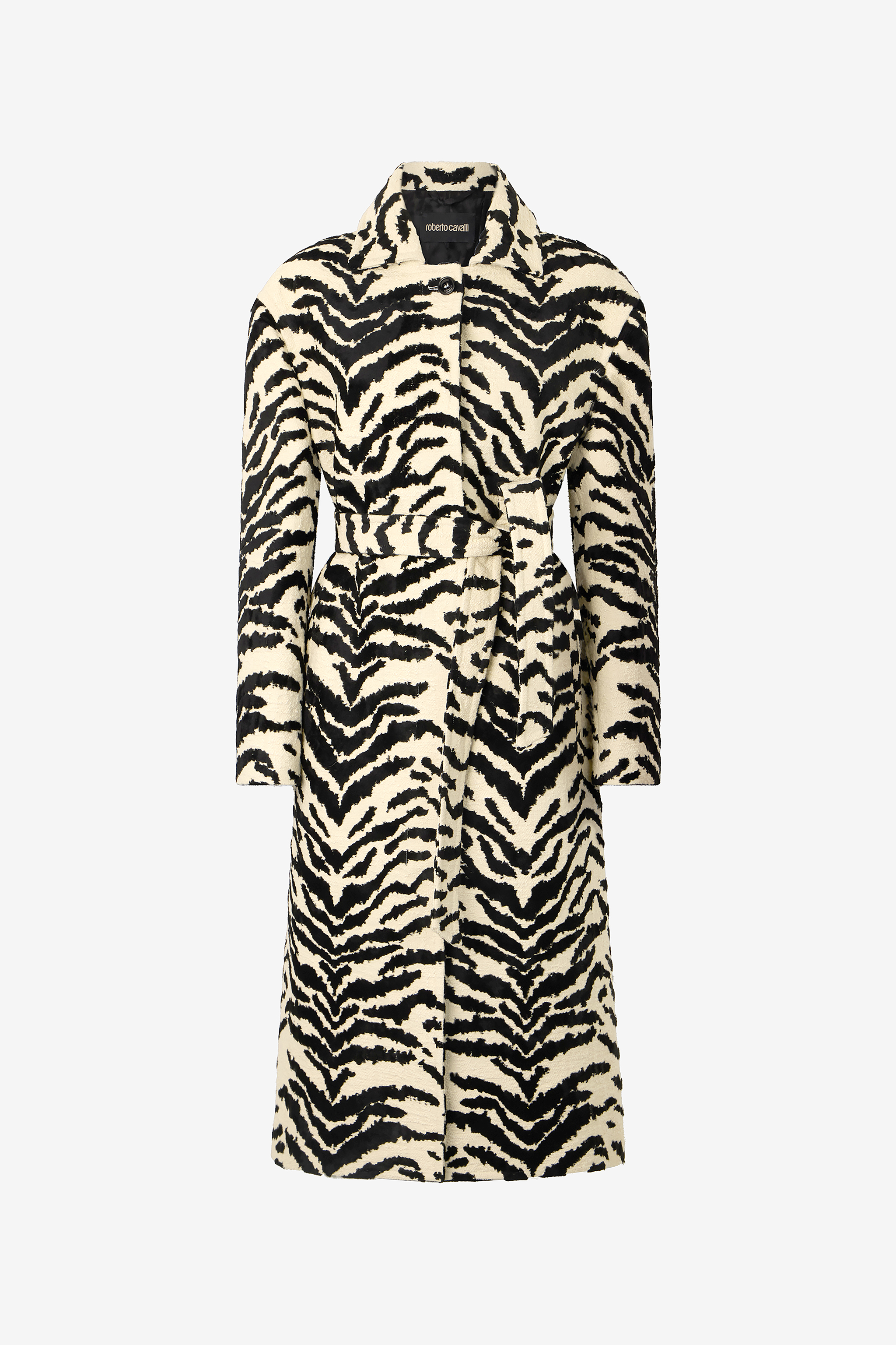 Coat With White Tigress Print