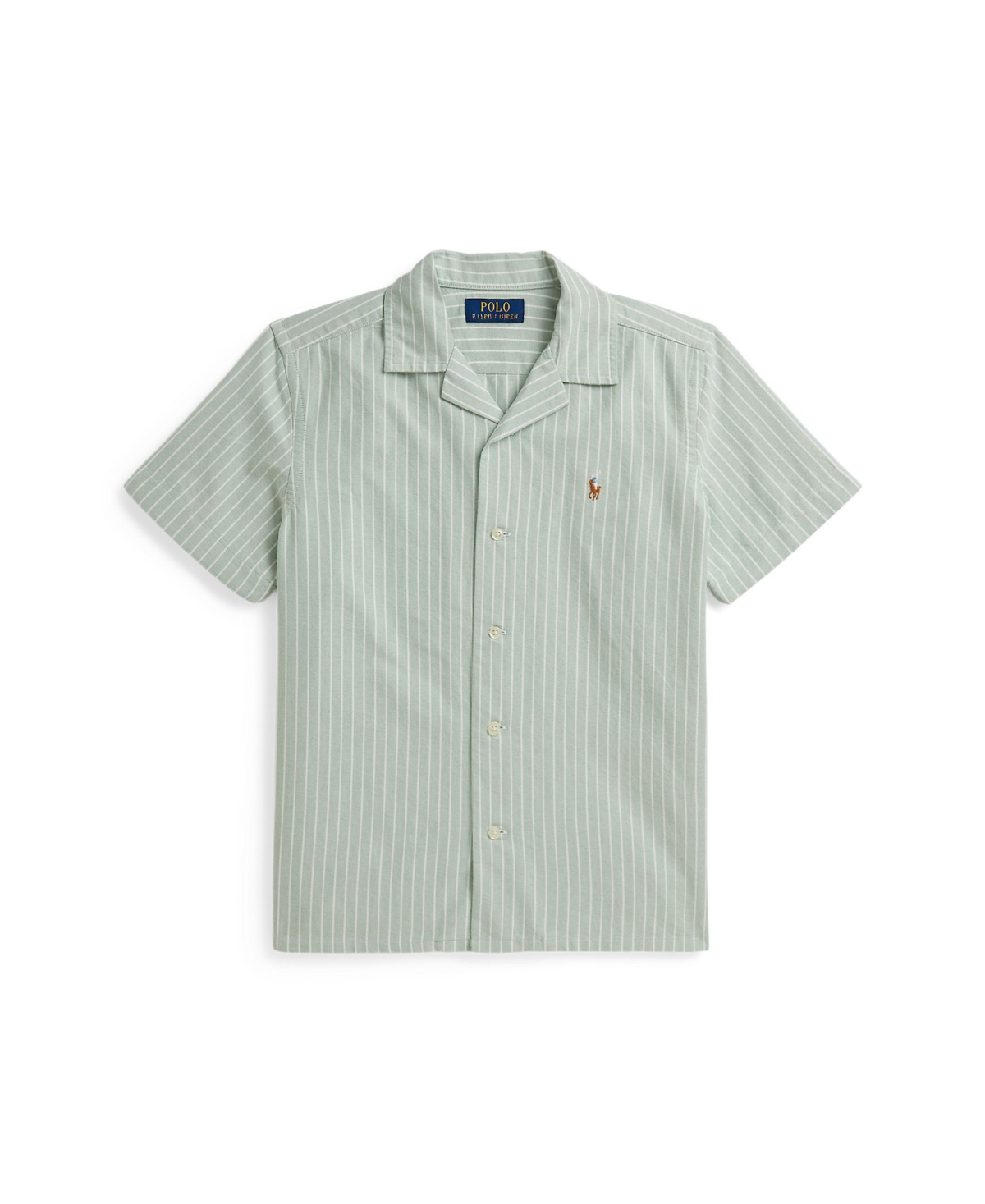 Boys' 8-20 Striped Oxford Camp Shirt - Green