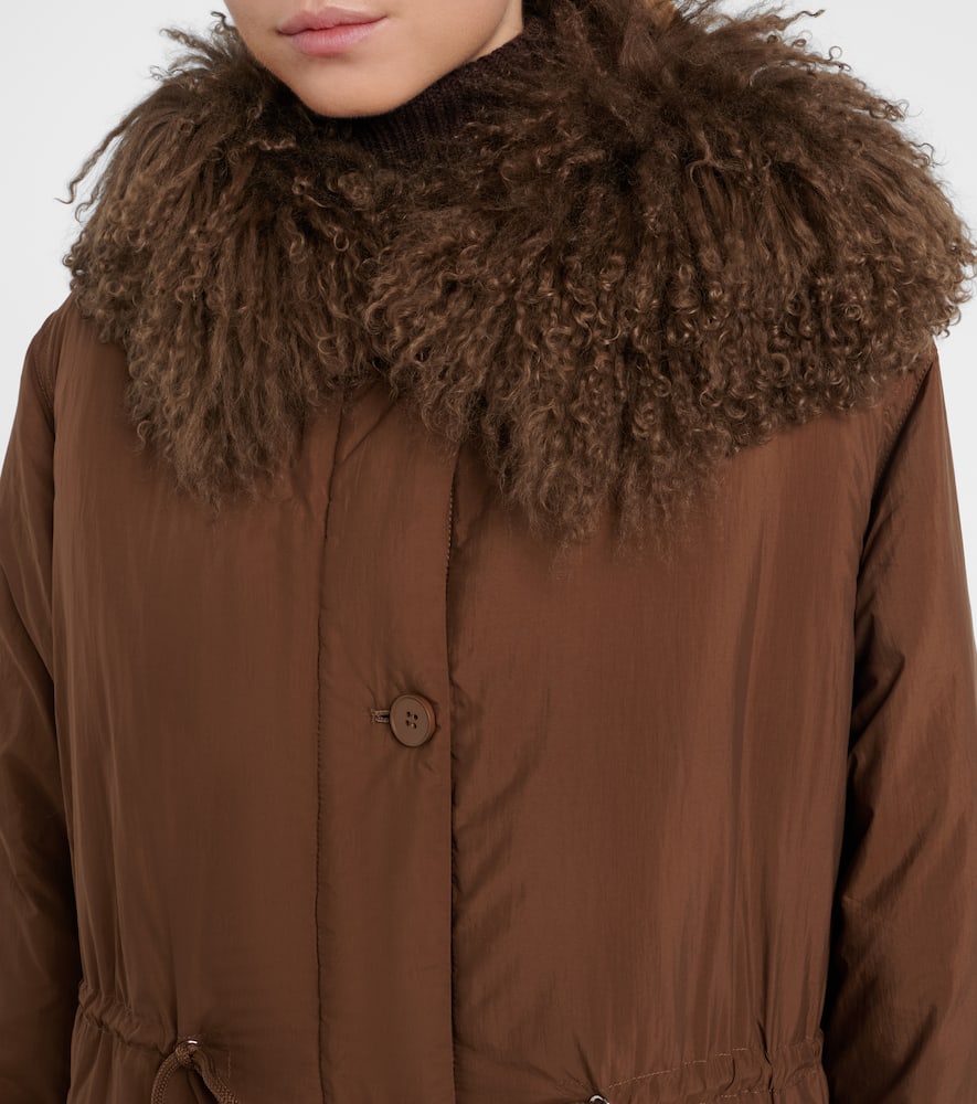 Doudoune shearling-trimmed down coat