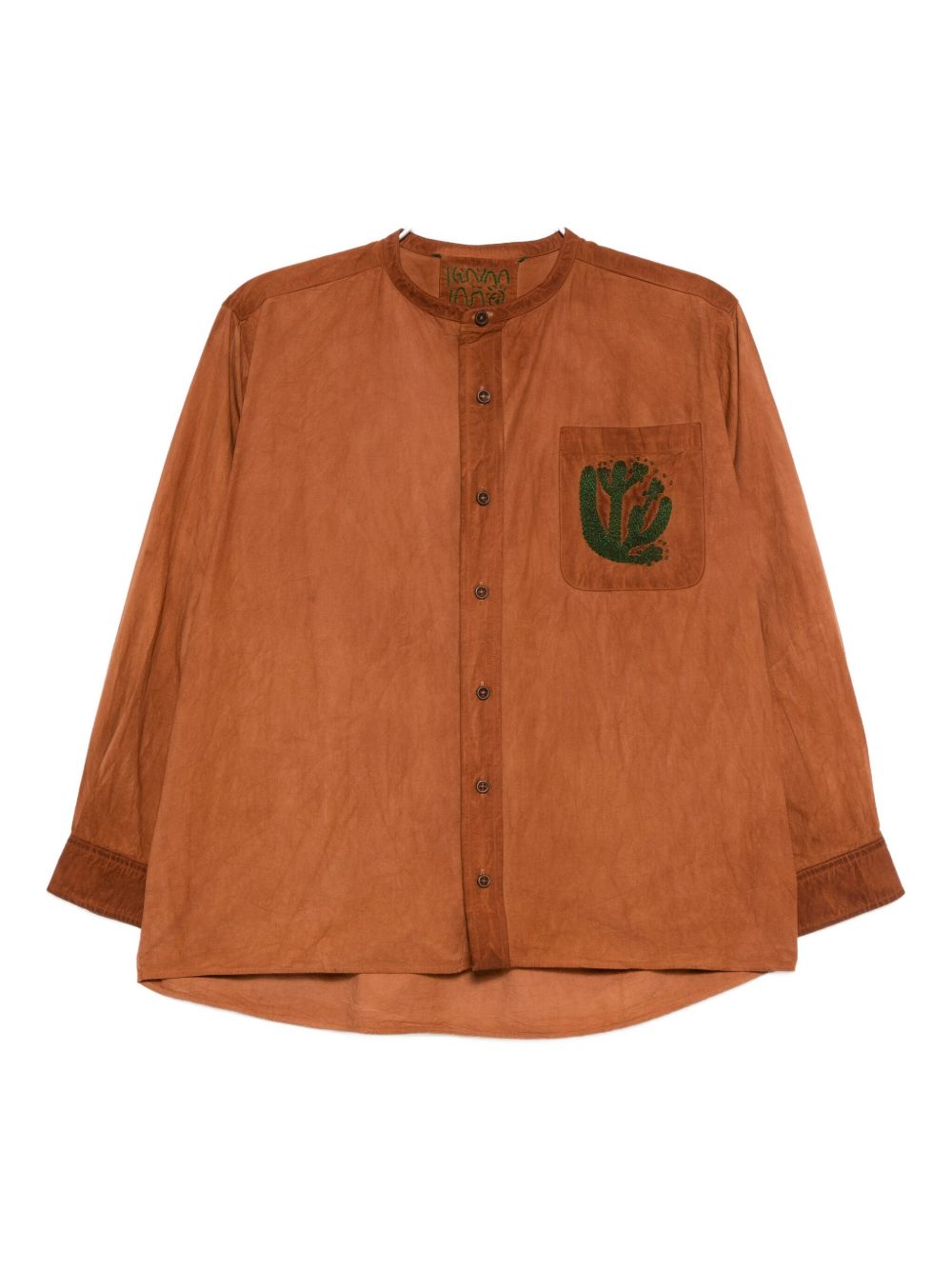 Hand embroidery shirt - Brown