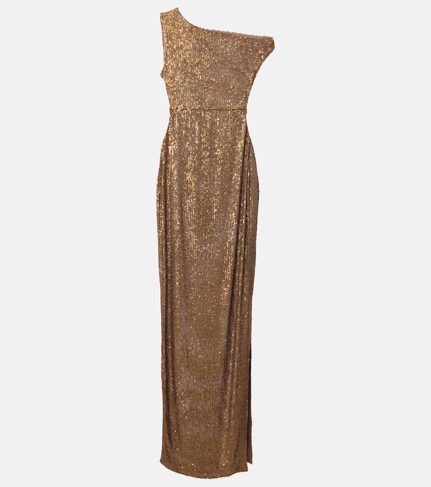 Sequined one-shoulder gown
