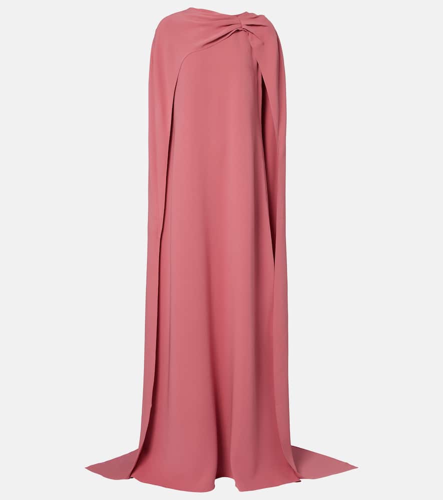 Caped silk-blend gown
