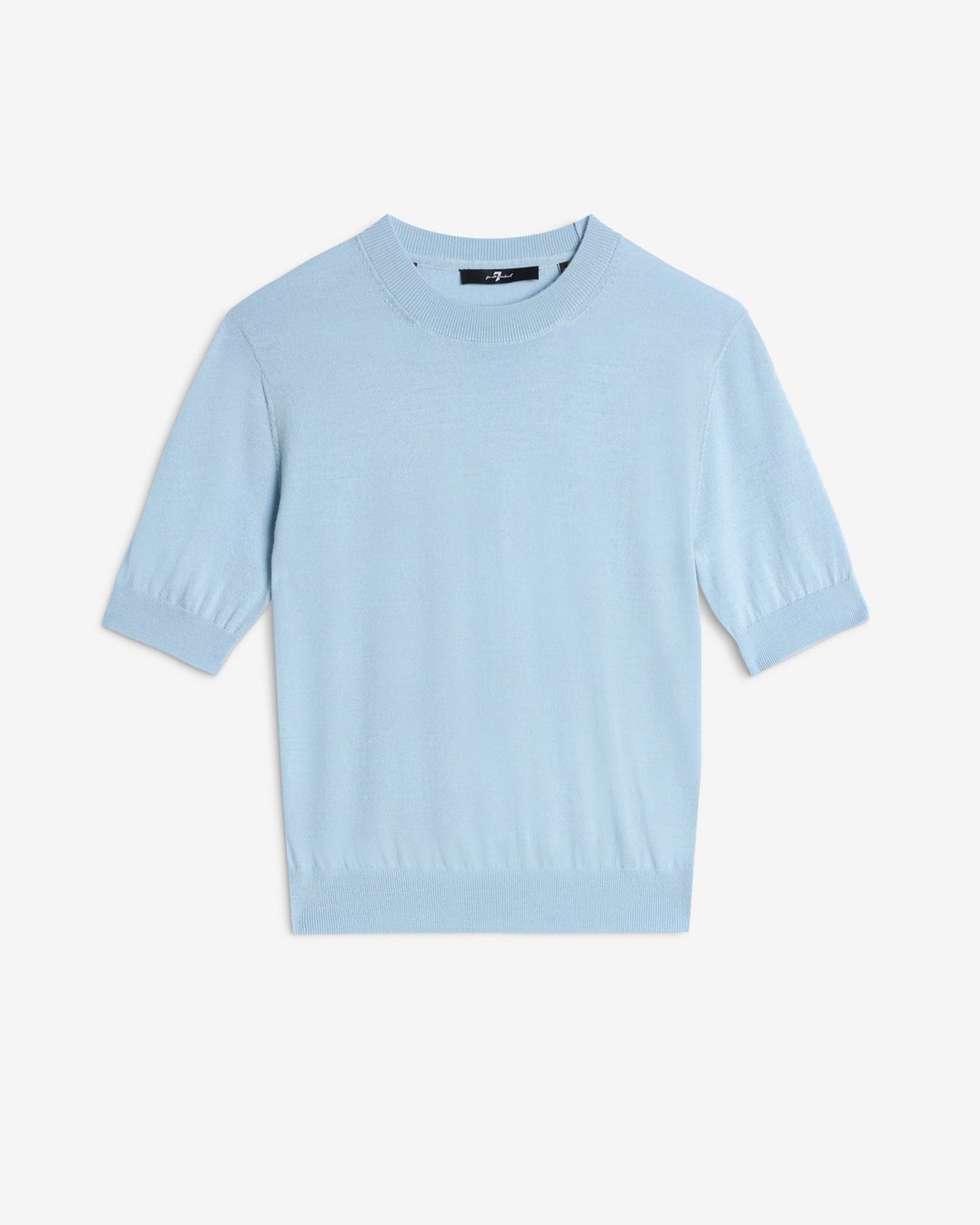 Wool Short Sleeve Sweater in Cielo