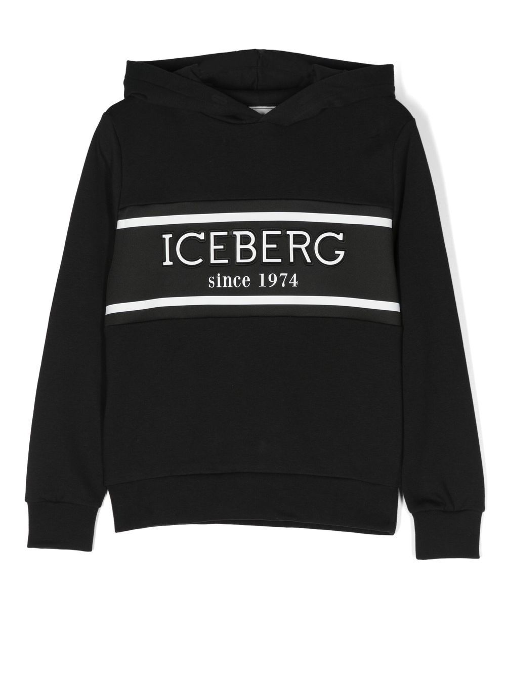 Logo-tape jersey hoodie - Black