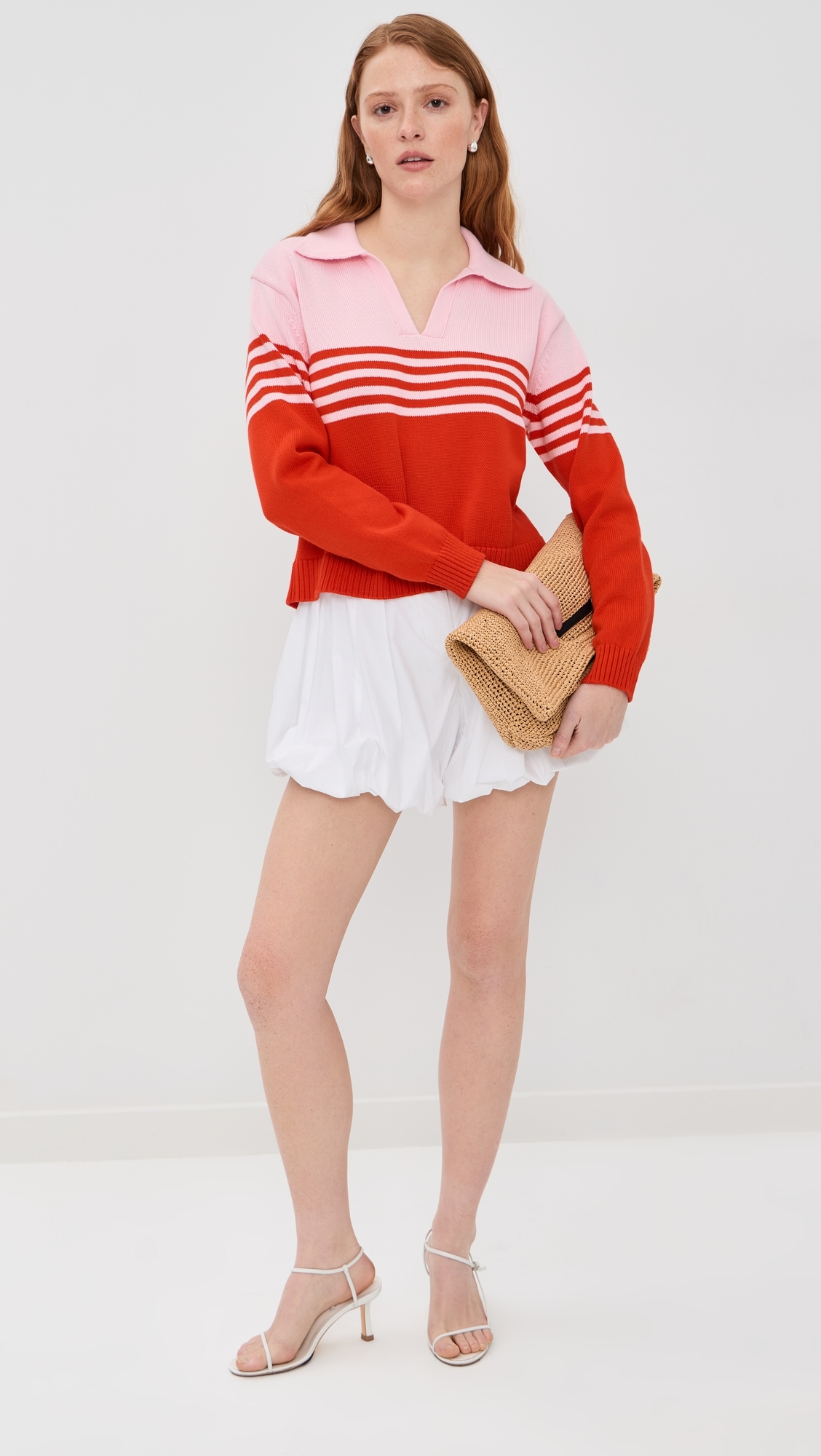 Jules Knit Polo Sweater Lobster Stripe