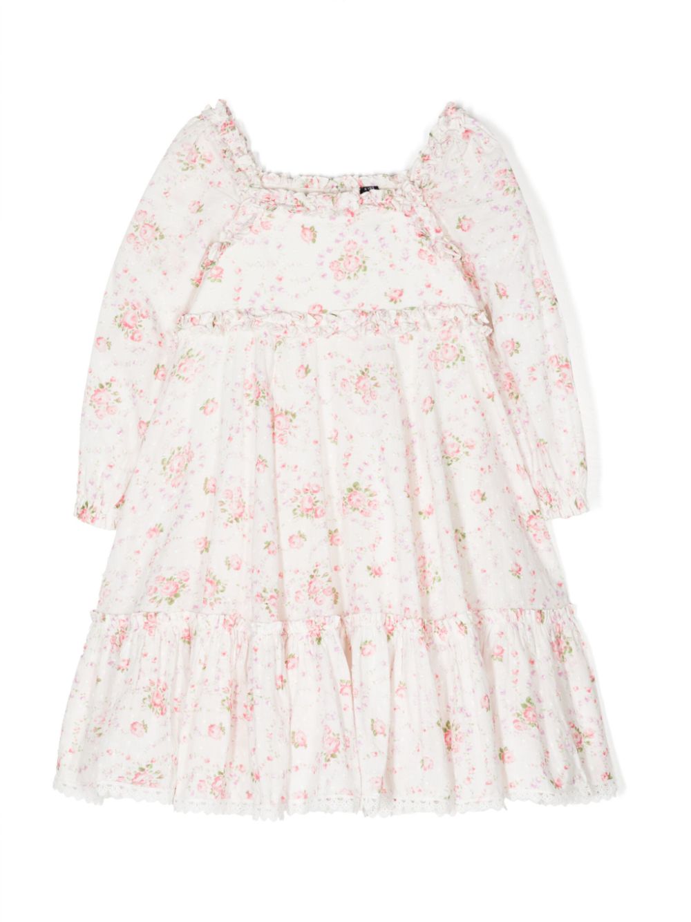 Floral-print tiered dress - White