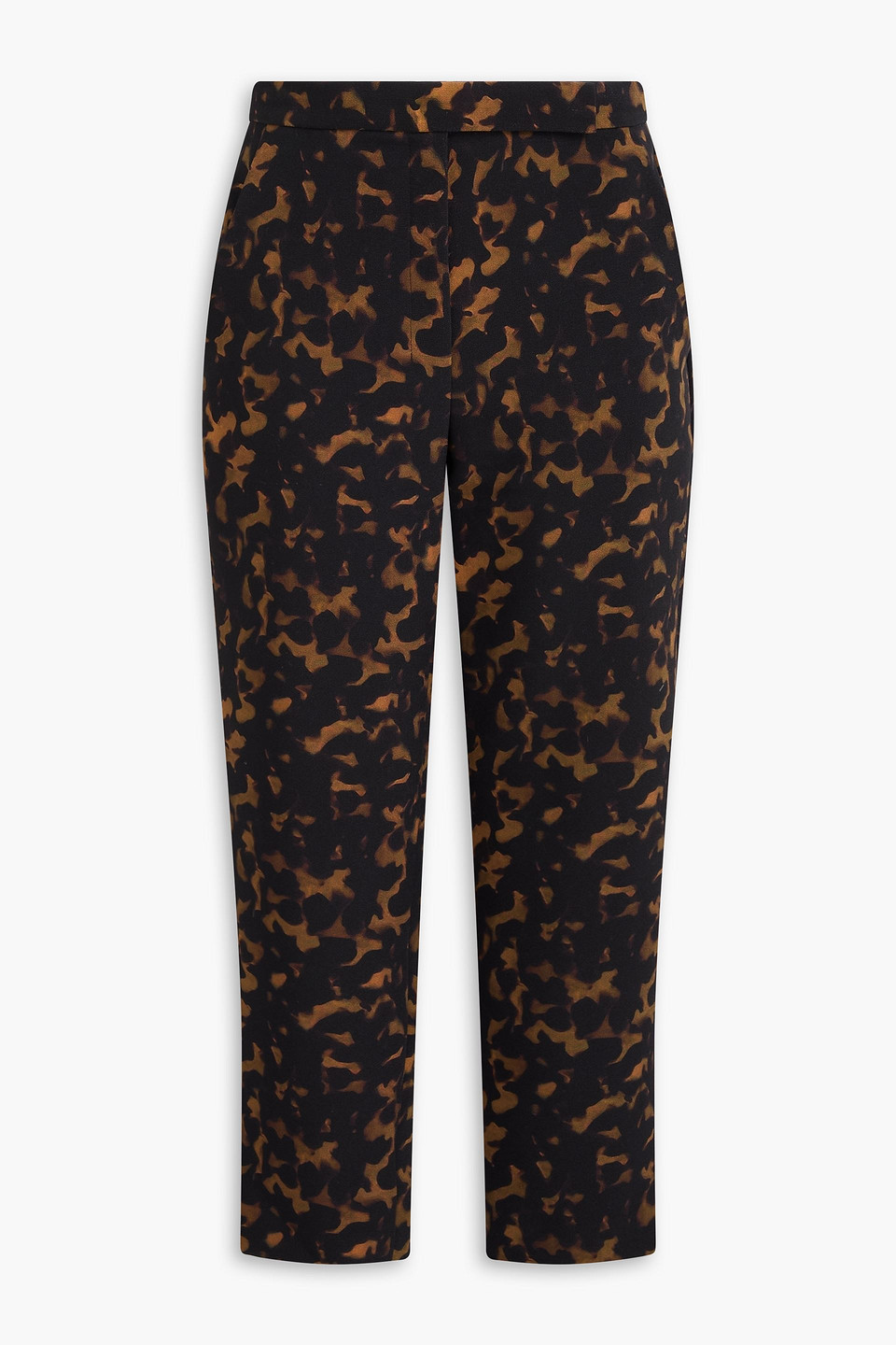 Tortoiseshell-print crepe tapered pants - Black - US 2