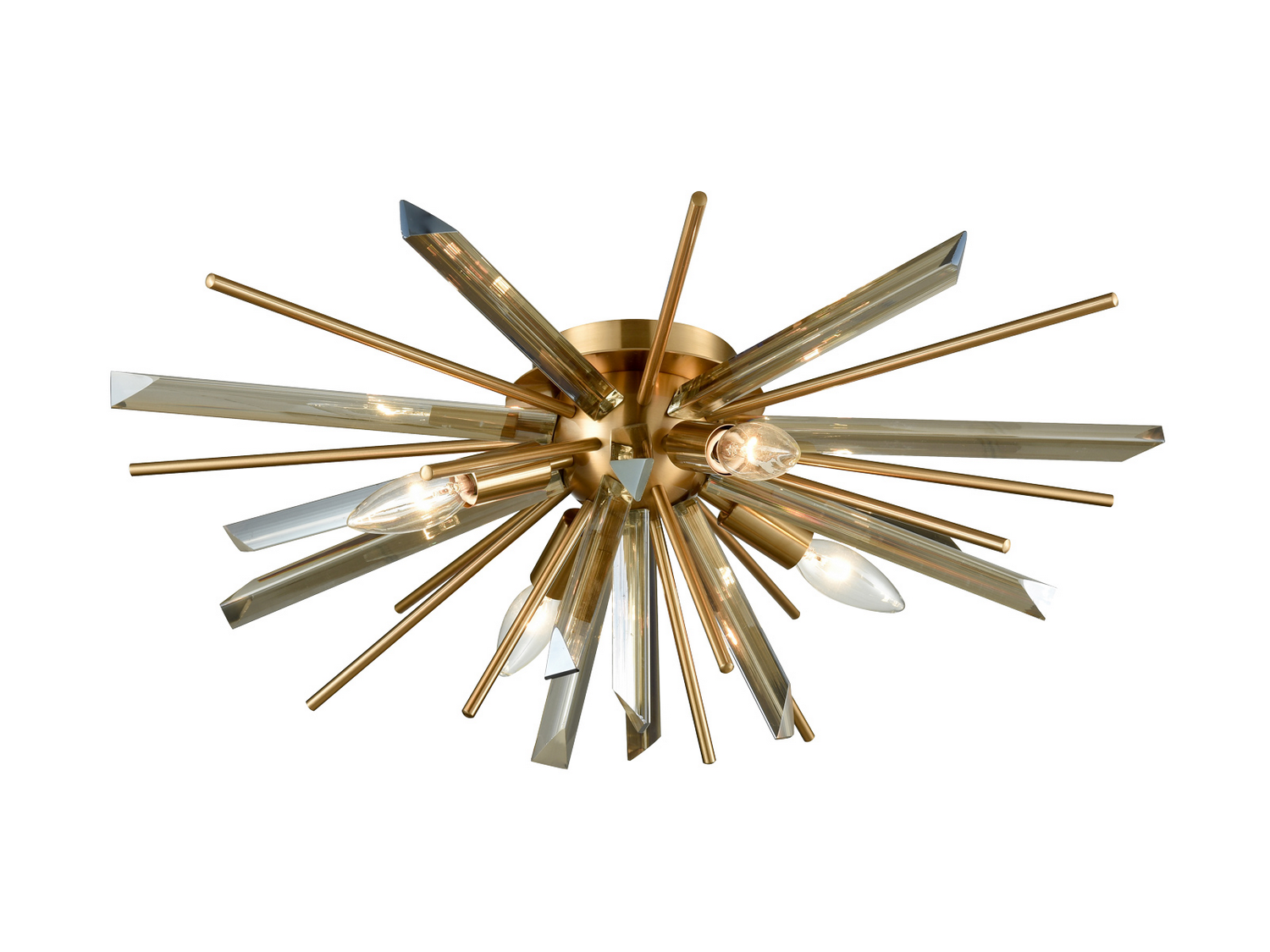 Palisades Ave. 4-Light Flush Mount in Antique Brass With Champagne Gla