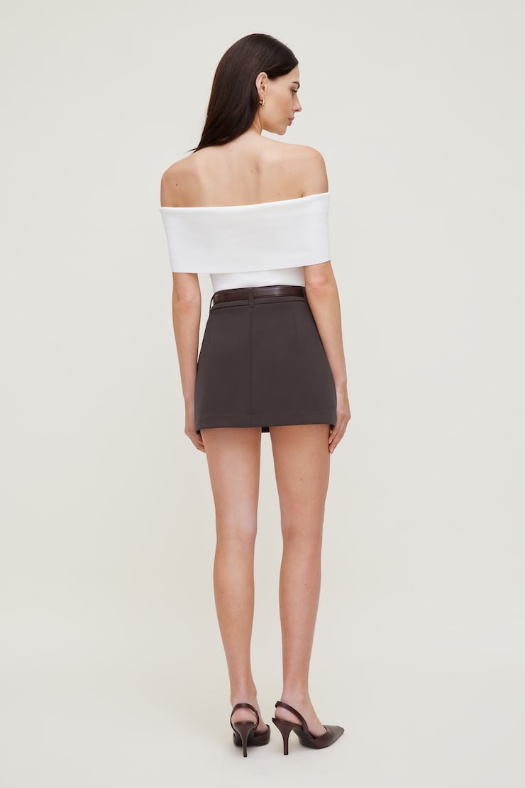 Foldover Off Shoulder Sweater - White - Women Clothing