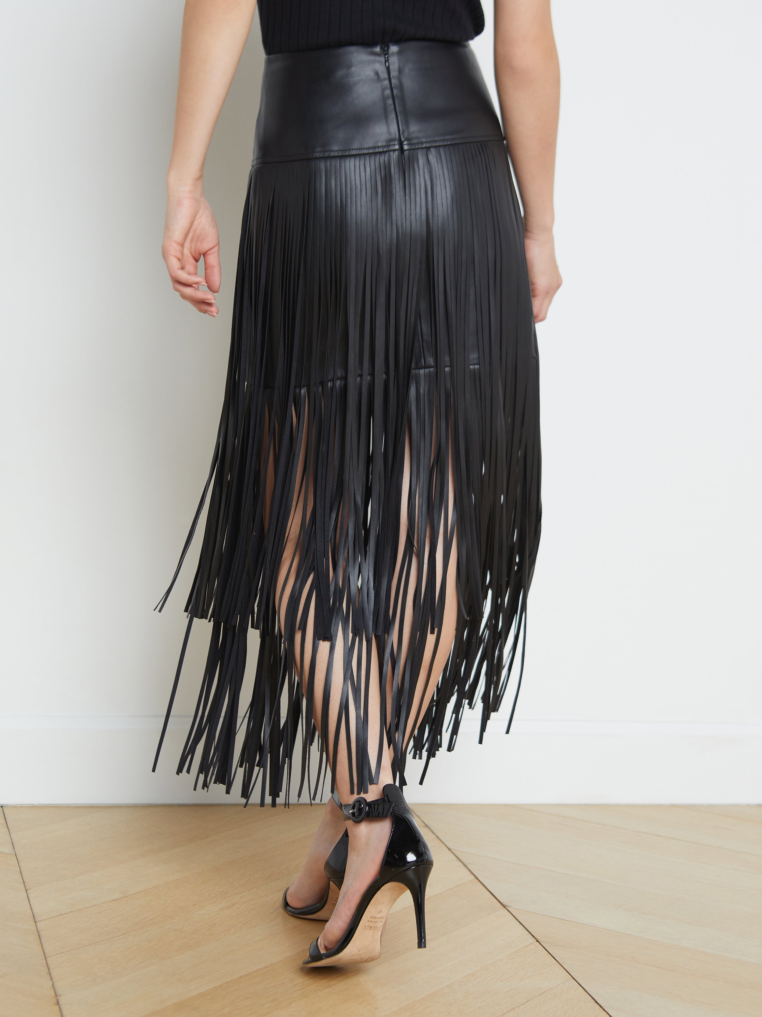 Karolina Fringe Skirt In Black