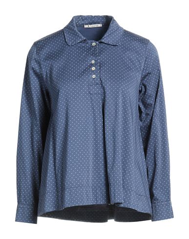Trebarrabi Woman Top Slate blue Size S Cotton, Elastic fibres