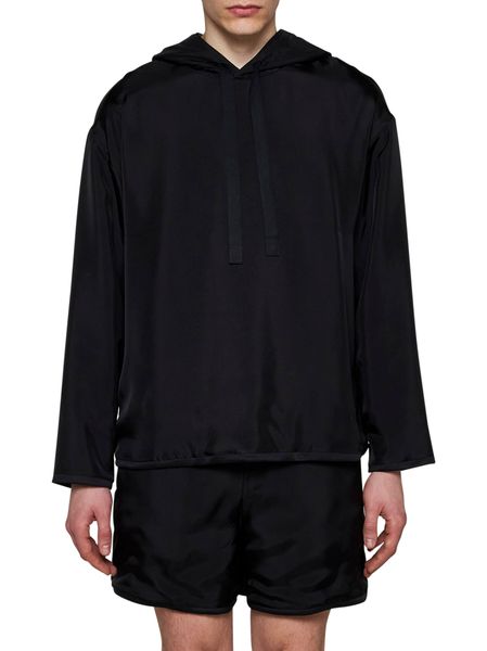 Jil Sander Logo Embroidered Reversible Drawstring Hoodie