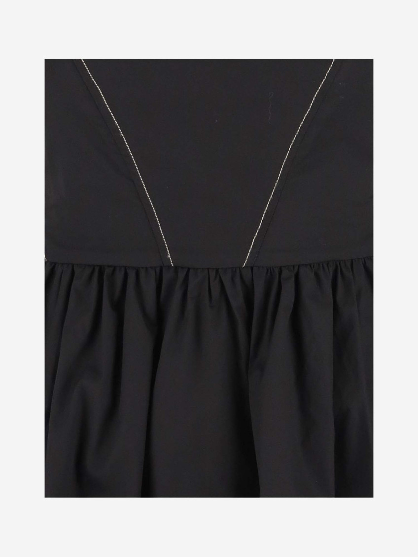 Lace-up cotton minidress - Black