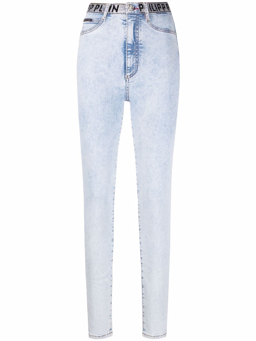 Logo-embellished high-waist skinny jeans - Black