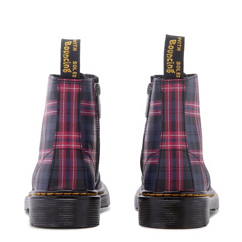 Kids' 1460 Combat Boot Big Kid Boots (Black/Pink Plaid)