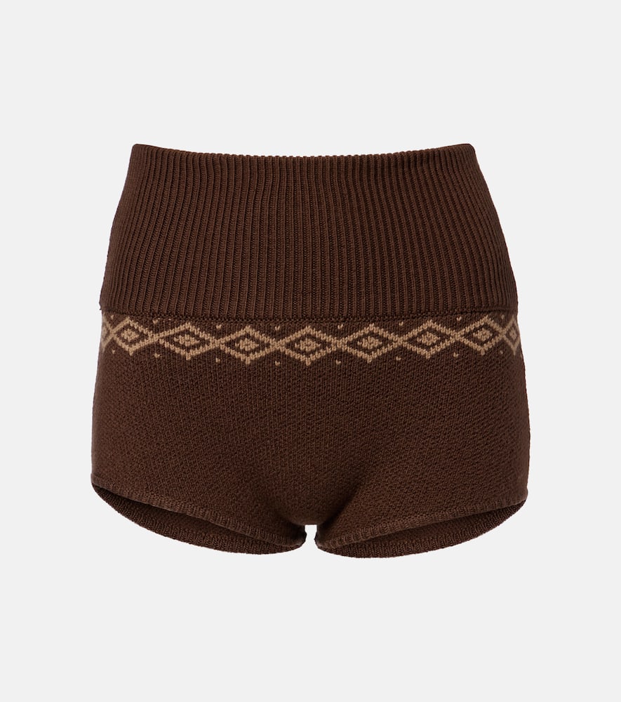 Argyle crochet wool shorts