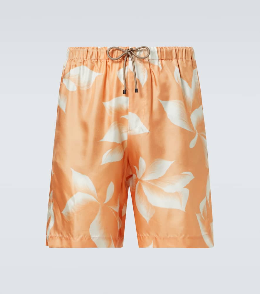 Printed silk shorts