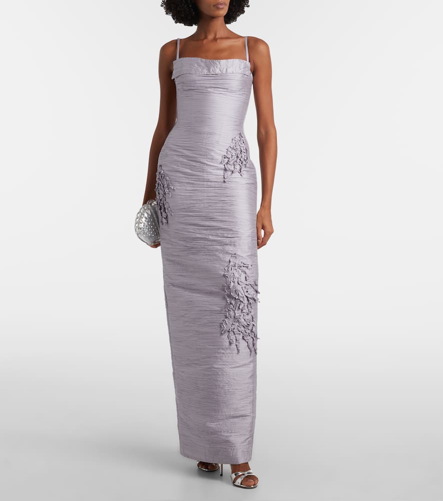 Marisol appliqué taffeta gown