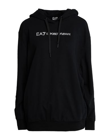 Woman Sweatshirt Black Size L Cotton, Elastane
