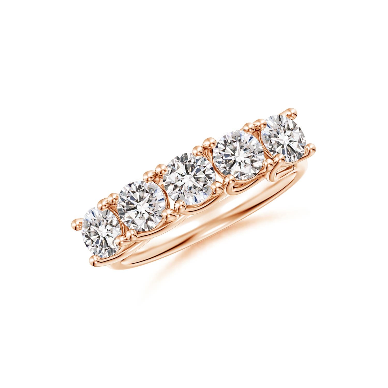 Angara 1.5 Carats Half Eternity Five Stone Diamond Wedding Band in 18K Rose Gold