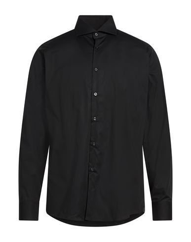 Man Shirt Black Size 15 Cotton, Elastane