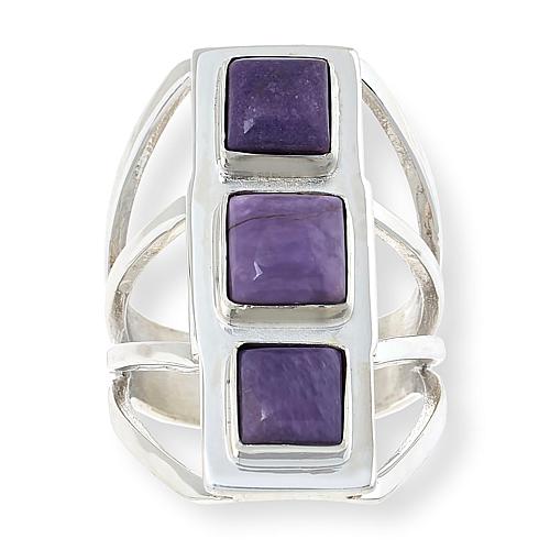 Jay King Sterling Silver Purple Opal 3-Stone Ring