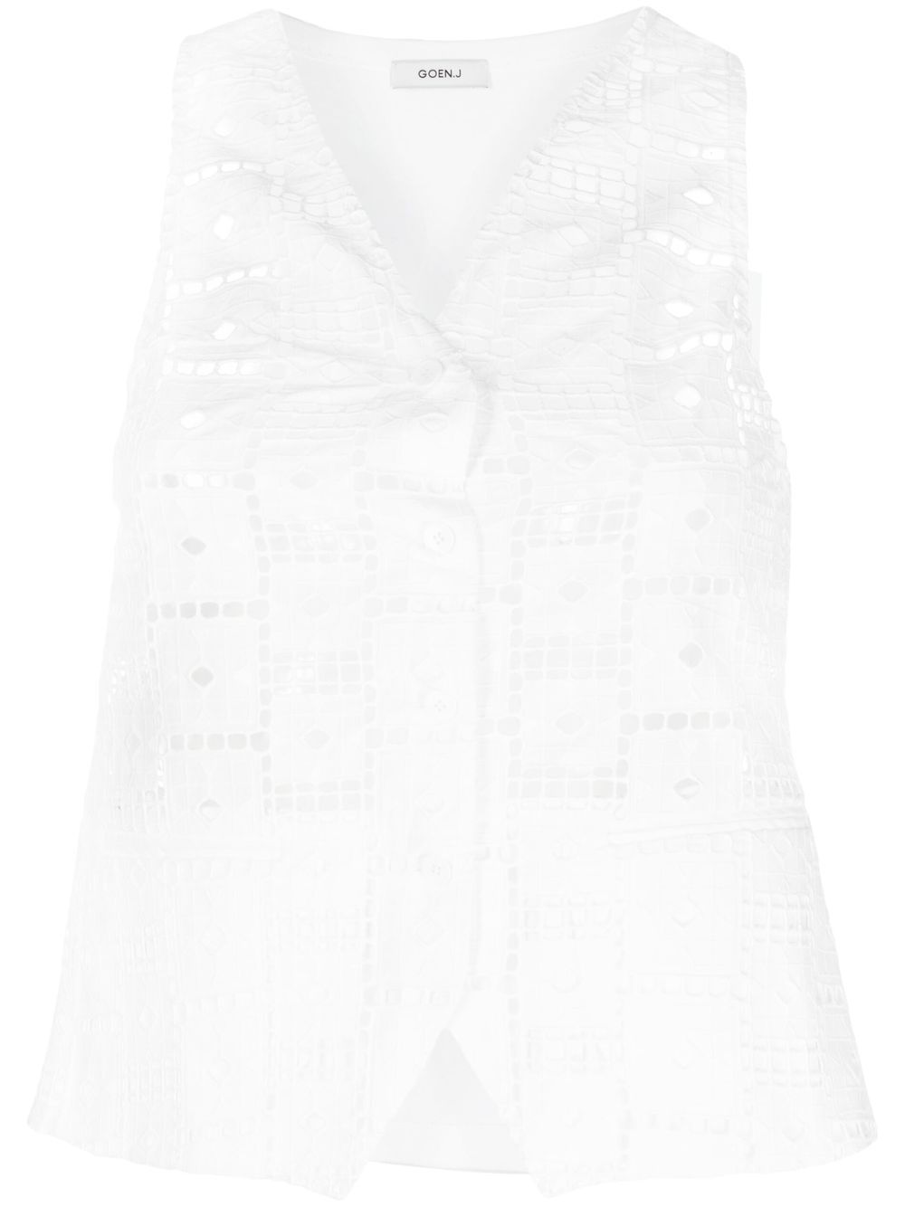 Cut out-detail vest - White