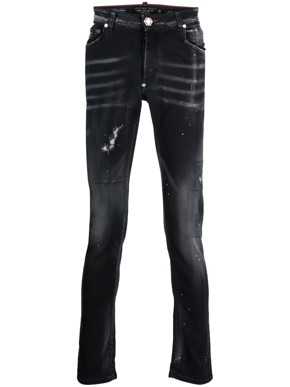 Distressed skinny-cut jeans - Black