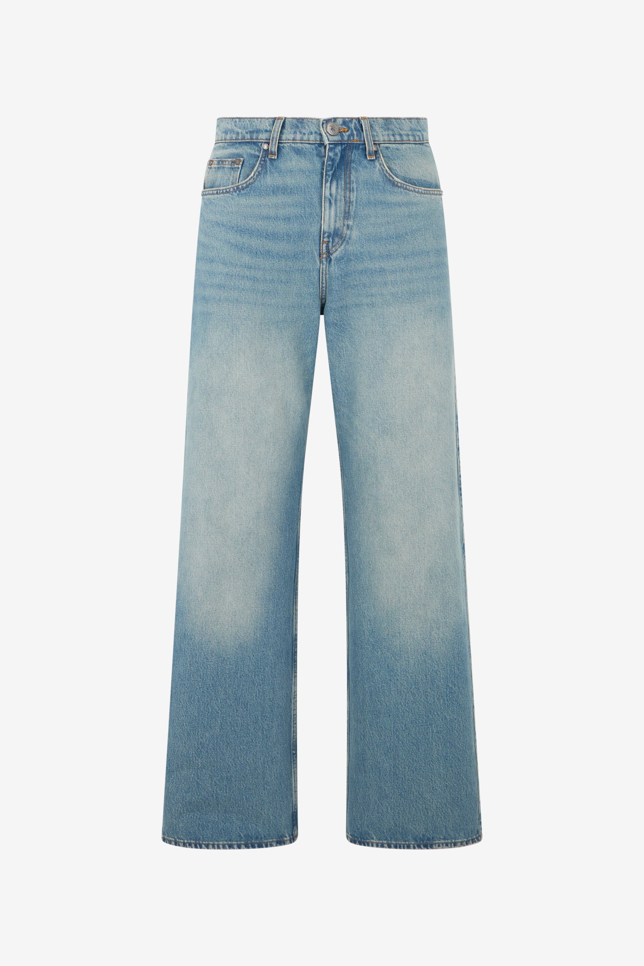 Light Blue Wide-leg Jeans With Monogram Rc