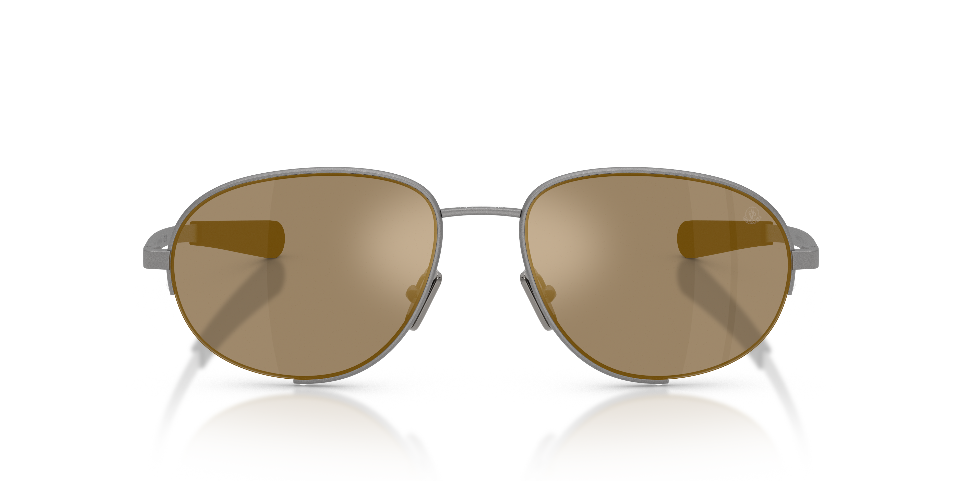 Moncler Uniseks Moncler ME4018 CIRCUIT 10164T Zonnebrillen Metaal Grijs Bruin Rotonde Normaal Gespiegeld