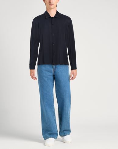 Sandro Man Shirt Midnight blue Size L Viscose