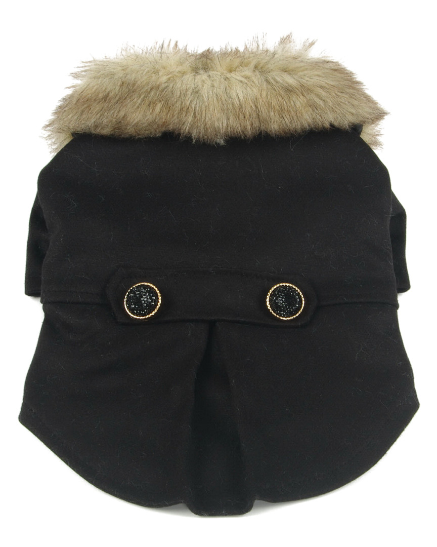 Buttoned Coast Guard Fashion Faux Fur Collared Wool Pet Coat