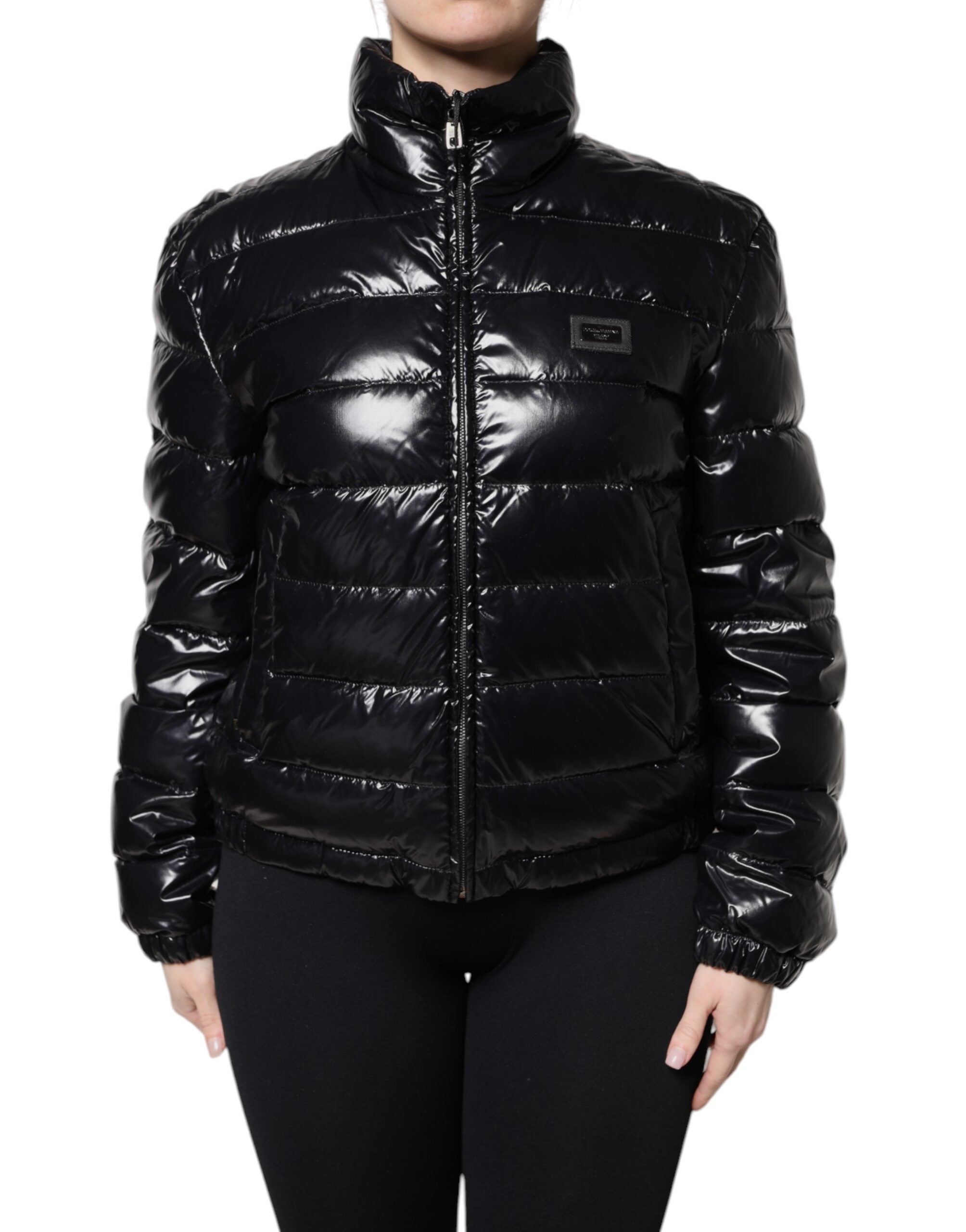Logo-Plaque Quilted Puffer Jacket — Black