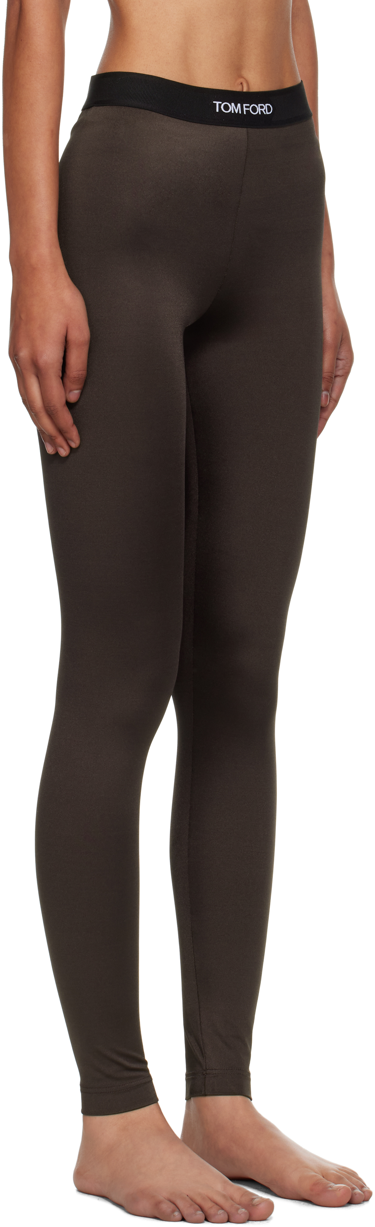 Brown Lustrous Jersey Signature Leggings